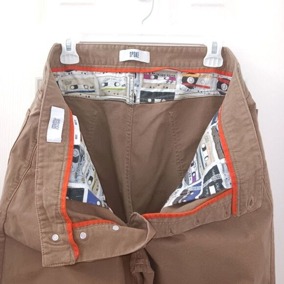 SPOKE Men’s Beige Stretch Cotton Pants Size 37 Fives Build C - Picture 5 of 8